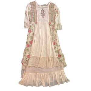 Cortigiani Embroidered Beaded Floral Dress Costume Women’s See Measurements